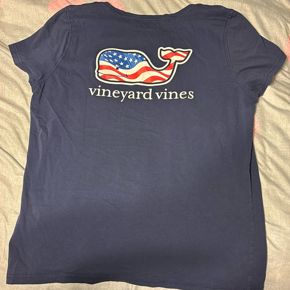 Vineyard Vines Navy Tee with Patriotic Whale